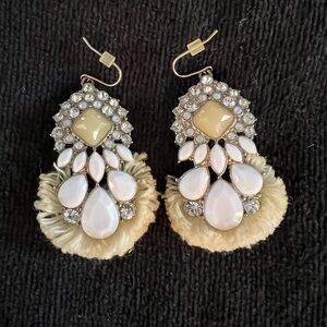 Banana Republic White Fringe Earrings